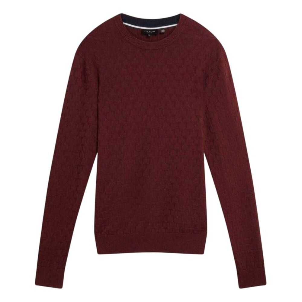 Ted Baker Mens Stitch Knitted Crew Neck Sweater / Maroon